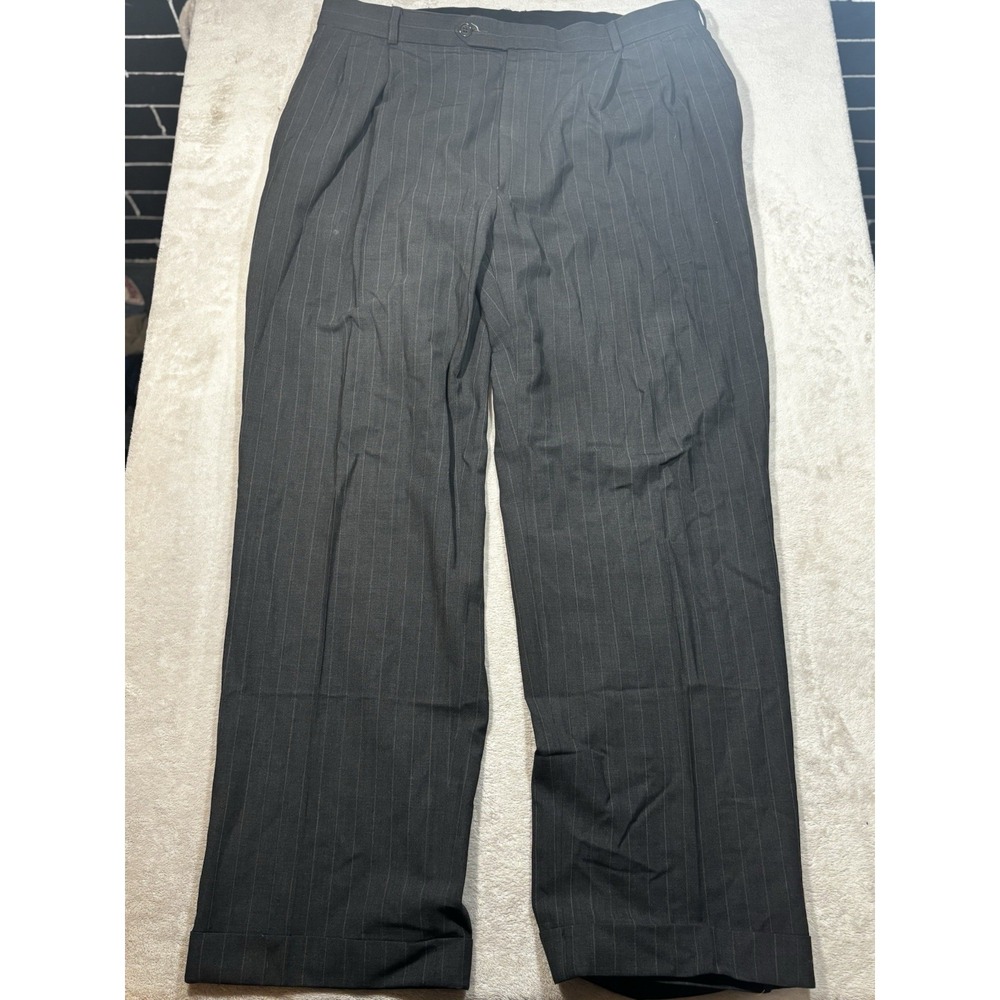 Brooks Brothers Dress Pants Stretchy Mens Size W40/L31 Gray Striped Wool Blend